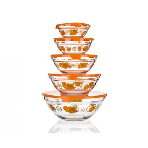 BANQUET 5-dielna sada misiek s plastovými viečkami Naranjas 04BTP25D5