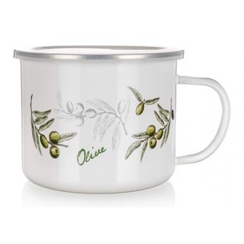 BANQUET Hrnček smaltovaný Olives, 0,9l, 13RMVEG18 BANQUET Hrnček smaltovaný Olives, 0,9l, 13RMVEG18