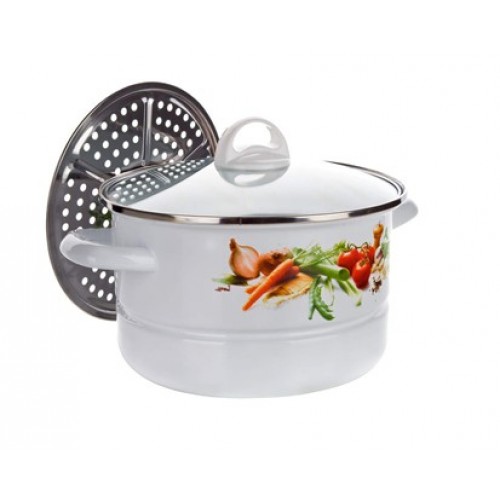 BANQUET hrniec smaltovaný 24cm s nerezovým napařovákem, Zelenina 13SM1CLL24