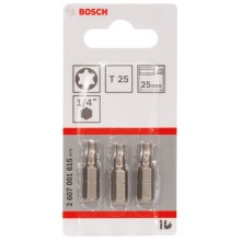 BOSCH Extra-Hart Skrutkovacie bit zvlášť tvrdý, T25, 25 mm, 3ks 2607001615
