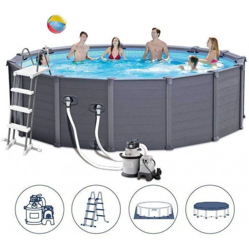 INTEX Graphite Gray Panel Pools Set Bazén 478 x124 cm 26384GS