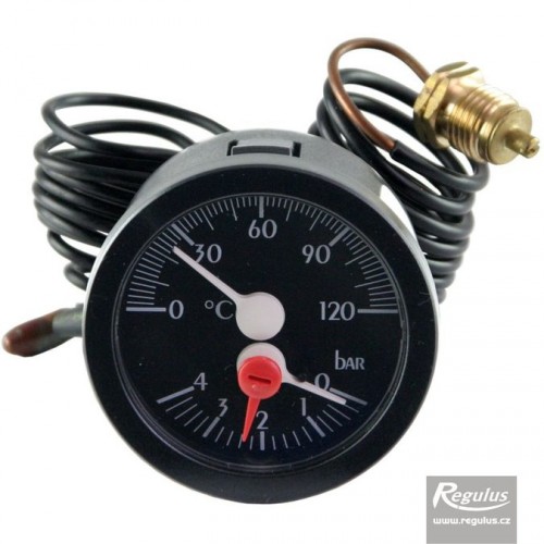 REGULUS 030223 Termomanometer 0-120°C, 4 bar, kapilára 1 m, d=57,5 mm, čierny 272 REGULUS 030223 Termomanometer 0-120°C, 4 bar, kapilára 1 m, d=57,5 mm, čierny 272