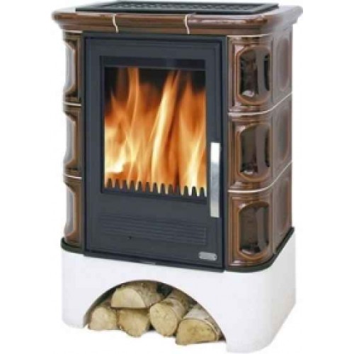 ABX Marina K, kachľové pece na drevo s kombi vložkou (liatina / plech), hnedá