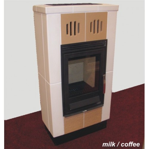ABX Hispánie L Kachľové pece na drevo s liatinovou vložkou milk / cofee
