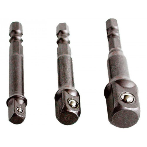 EXTOL CRAFT Sada redukcii, adapterov 1/4" BIT na štyrhran vonkajší 1/4"-3/8"-1/2", 32600