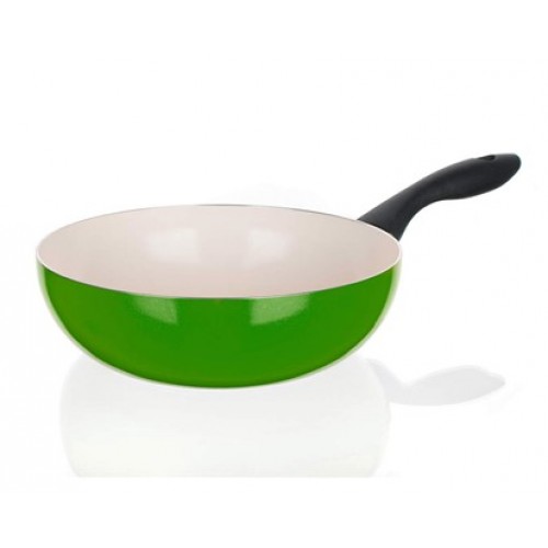 BANQUET Panvica WOK 24 cm zelená Natura Ceramia Verde 40JC24WCCGR