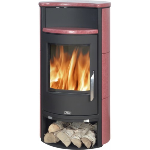 ABX Pori 4671-5, krbové kachle na drevo, čierny plech + kachle rubín, vr. hornej dosky