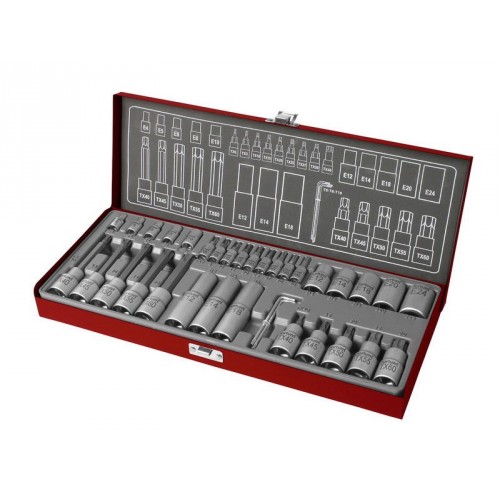 FORTUM kľúče nástrčné a zástrčné TORX, sada 35ks 1/4", 1/2" 4700009