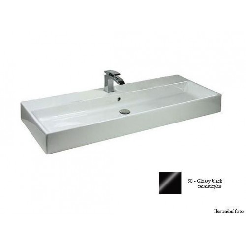 Memento Umývadlo k montáži s nábytkom 1000x470 mm, glossy black ceramicplus