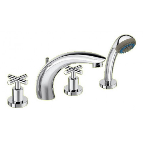 SAPHO AXIA Štvorotvorová batéria na okraj vane s prepínačom, sprcha SELENE 531