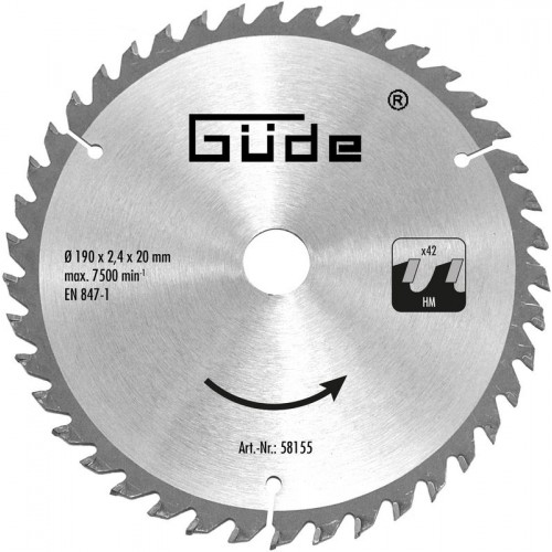 GÜDE Pílový kotúč 190 x 20 mm, 42 Z (HM) 58155 GÜDE Pílový kotúč 190 x 20 mm, 42 Z (HM) 58155