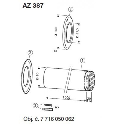 JUNKERS AZ 387 Vodorovné ukončenie DN 80 (1000 mm)