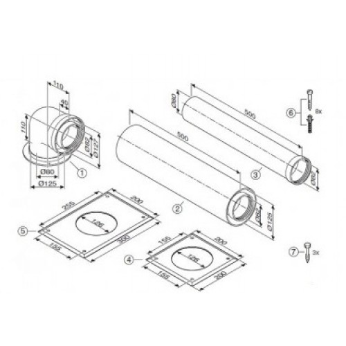Junkers AZB 927 - Súprava vedenie odťahu ku kom. šachte, bez revízie. otvoru 7719002860 Junkers AZB 927 - Súprava vedenie odťahu ku kom. šachte, bez revízie. otvoru 7719002860