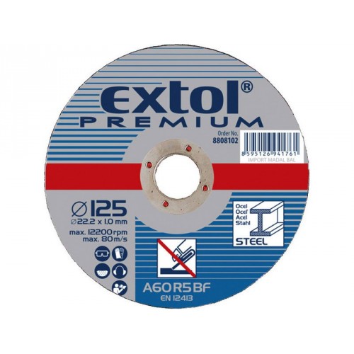 EXTOL PREMIUM kotúč rezný a brúsny, rezný na oceľ 125x2,5x22,2mm 8808122