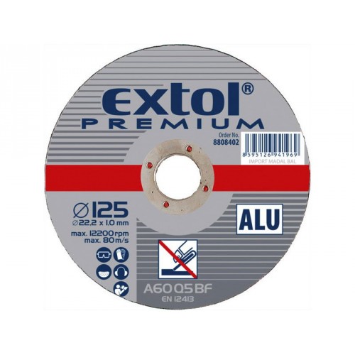 EXTOL PREMIUM kotúč rezný a brúsny, rezný na hliník 125x1,0x22,2mm 8808402