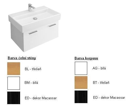 Central Line Spodná skrinka 730x381x440 mm korpus biely, čelná stena čerešňa