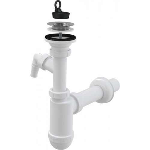 ALCAPLAST Sifón umývadlový priemer 40mm s prípojkou a nerez. mriežkou priemer 63mm A41P