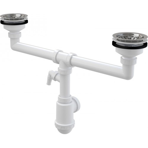 ALCAPLAST Sifón pre dvojdrez s nerezovými mriežkami priemer 115mm a prípojkou A453P