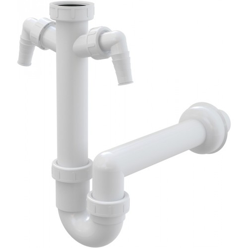 ALCAPLAST Sifón trubkový s prevlečnou maticou 6/4 "a dvoma prípojkami A82 O40