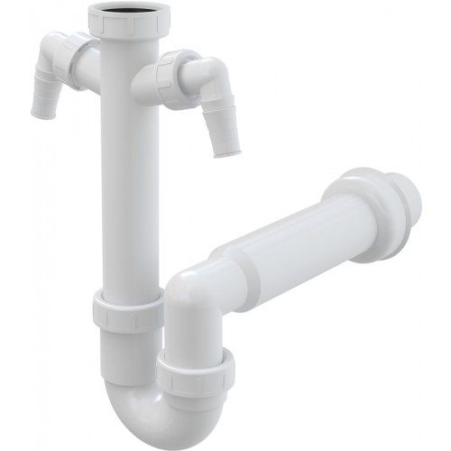ALCAPLAST Sifón trubkový s prevlečnou maticou 6/4 "a dvoma prípojkami A82 O50