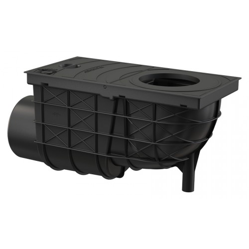 ALCAPLAST Univerzálny lapač strešných splavenín 300 × 155/110 bočné čierny AGV3