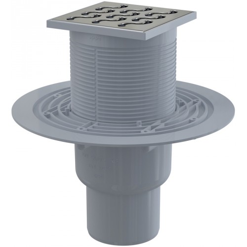 ALCAPLAST Podlahová vpust 105 × 105/50/75 priama, mriežka mosadz-chróm APV202 ALCAPLAST Podlahová vpust 105 × 105/50/75 priama, mriežka mosadz-chróm APV202