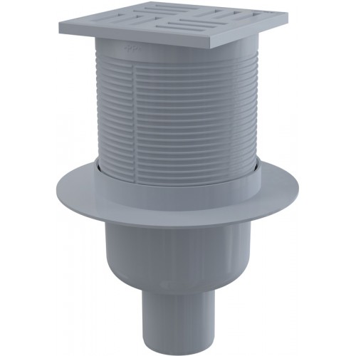 ALCAPLAST Podlahová vpust 105 × 105/50 priama, mriežka šedá APV6111 ALCAPLAST Podlahová vpust 105 × 105/50 priama, mriežka šedá APV6111