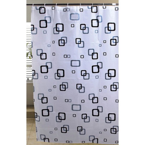 AQUALINE Sprchový záves 180x180cm, biela / modrá / čierna ZV010 AQUALINE Sprchový záves 180x180cm, biela / modrá / čierna ZV010