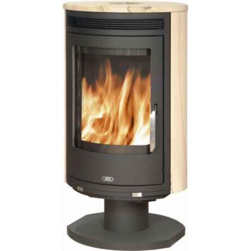 ABX Arktis 8 otočný, krbové kachle, čierny plech + pieskovec, vrátane hornej dosky