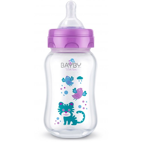 BAYBY BFB 6102 Dojčenská fľaša 250ml fialová 0m + 42002143 BAYBY BFB 6102 Dojčenská fľaša 250ml fialová 0m + 42002143