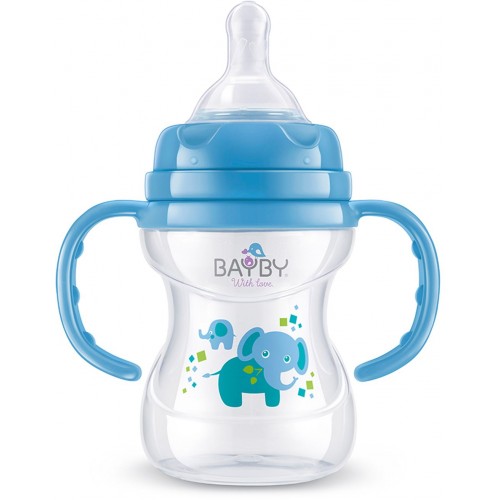 BAYBY BFB 6104 Dojčenská fľaša s úchytmi 150ml modrá 6m + 42002144