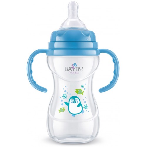 BAYBY BFB 6106 Dojčenská fľaša s úchytmi 240ml modrá 6m + 42002146