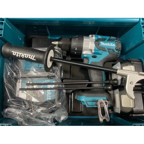 BAZÁR Makita DHP481RTJ Aku bezuhlík. príklepový skrutkovač Li-ion 18V 2x 5,0 Ah, POUŽITÉ!!