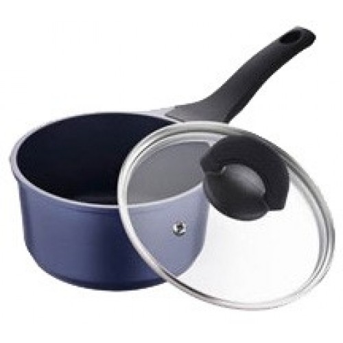 BERGNER Rajnica z liateho hliníka so sklenenou pokrievkou 1,4 L SPARK, modrá BG-6746modr