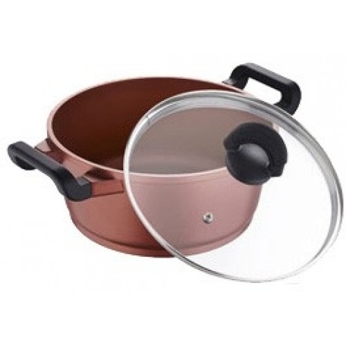 BERGNER Hrniec z liateho hliníka so sklenenou pokrievkou 6,5 L SPARK, červená BG-6749cerv