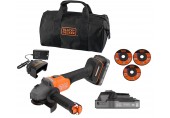 Black & Decker BCG6L8D2S Aku bezuhlíková uhlová brúska (18V/2x2,0Ah), 3x kotúč a taška