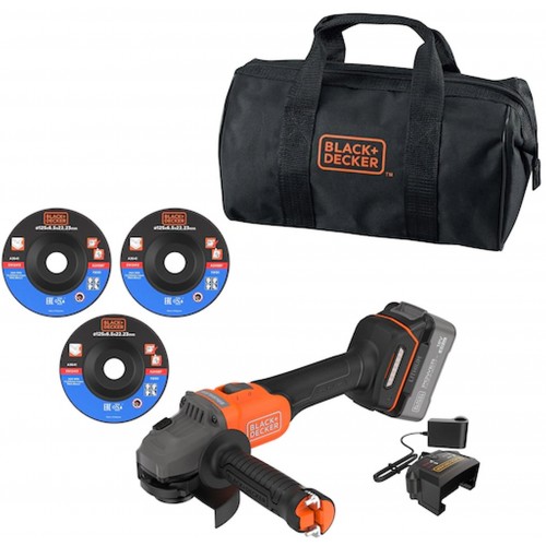 Black & Decker BCG6L8F1S Akumulátorová bezuhlíková uhlová brúska (18V/1x4,0Ah)