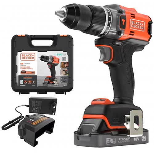 Black & Decker BLD683D1XK Aku bezuhlíková príklepová vŕtačka (50Nm/18V/1x2,0Ah), kufor