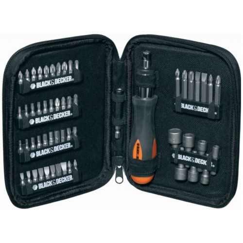 Black & Decker Sada bitov a nástrčných kľúčov s račňovým skrutkovačom 56 dielna A7104-XJ Black & Decker Sada bitov a nástrčných kľúčov s račňovým skrutkovačom 56 dielna A7104-XJ