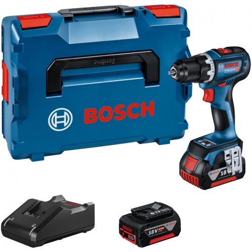 BOSCH GSR 18V-90 C Aku vŕtací skrutkovač, L-BOXX, GAL 18V-40, 2x Aku 5.0Ah 06019K6006