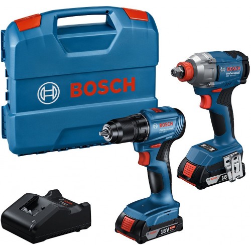 BOSCH GDX 18V-285 + GSR 185-LI + 2× 2,0 Ah + GAL 18V-20 +kufor PROFESSIONAL 06019N2123
