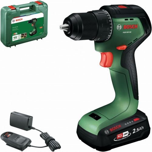 BOSCH PSR18V-60 Akumulátorový vŕtací skrutkovač, 1x2,5Ah,Kufor 06039D7201