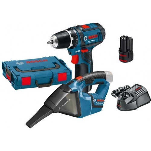 BOSCH GSR 12V-15 Aku vŕtací skrutkovač + GAS 18V Aku vysávač 0615990GE3