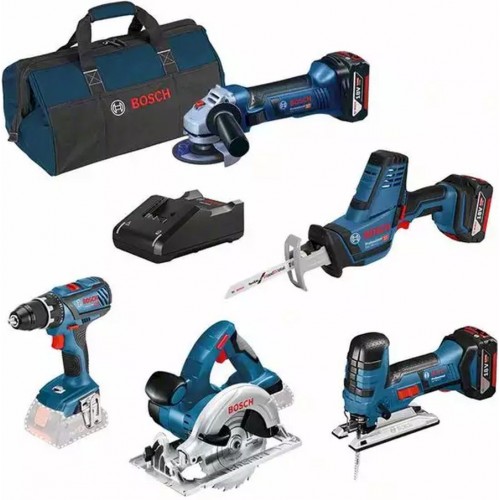 BOSCH sada 18V: GSR + GST + GWS + GKS + GSA + 3 x GBA 4,0 Ah + GAL 0615990L59