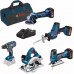 BOSCH sada 18V: GSR + GST + GWS + GKS + GSA + 3 x GBA 4,0 Ah + GAL 0615990L59