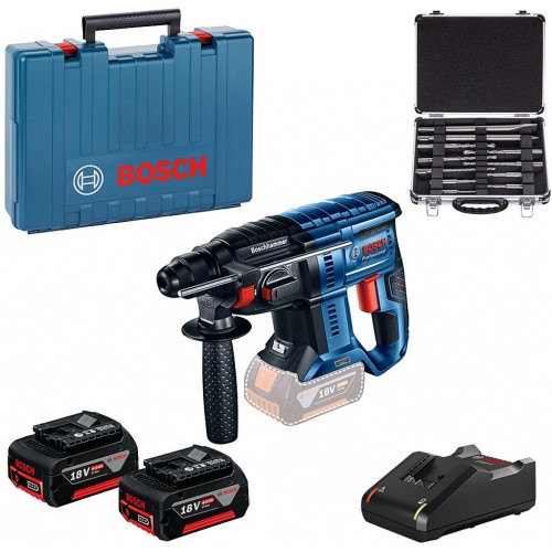 BOSCH GBH 180-LI + 11-dielna súprava vrtákov SDS plus + 2× GBA 18V 4.0Ah 0615990M33