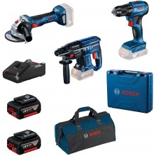 BOSCH Kombinovaná sada: GSR 185-LI+GWS 180-LI + GBH 180-LI + 2×GBA 4,0 Ah 0615990N1Y