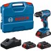 BOSCH GSR 18V-45 PROFESSIONAL Vŕtací skrutkovač, 3 x 4,0 Ah, L-case 0615A5002N