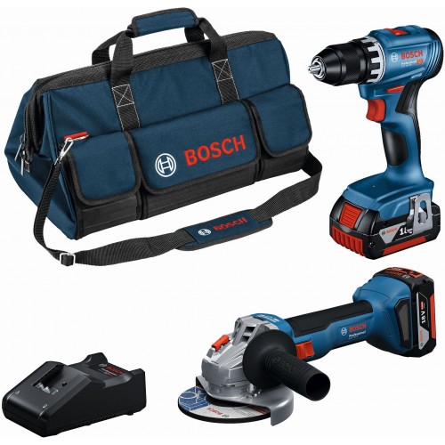 BOSCH PROFESSIONAL 18 V súprava 2 ks náradia GSR + GWS + (2× 4.0Ah+GAL, brašna) 0615A5007N