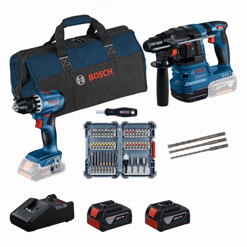 BOSCH Set18V GSR18V-45 GBH18V 22 bity45x SDS-plus-53ks 2×4.0Ah GAL18V-40 kartón 0615V0003D BOSCH Set18V GSR18V-45 GBH18V 22 bity45x SDS-plus-53ks 2×4.0Ah GAL18V-40 kartón 0615V0003D